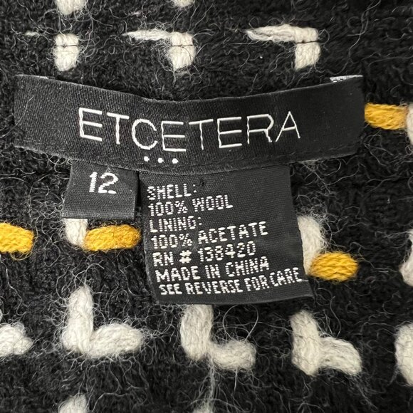 Etcetera Womens Wool Blazer Jacket Black Yellow Asymmetric Moto Zip size 12 - Picture 11 of 13